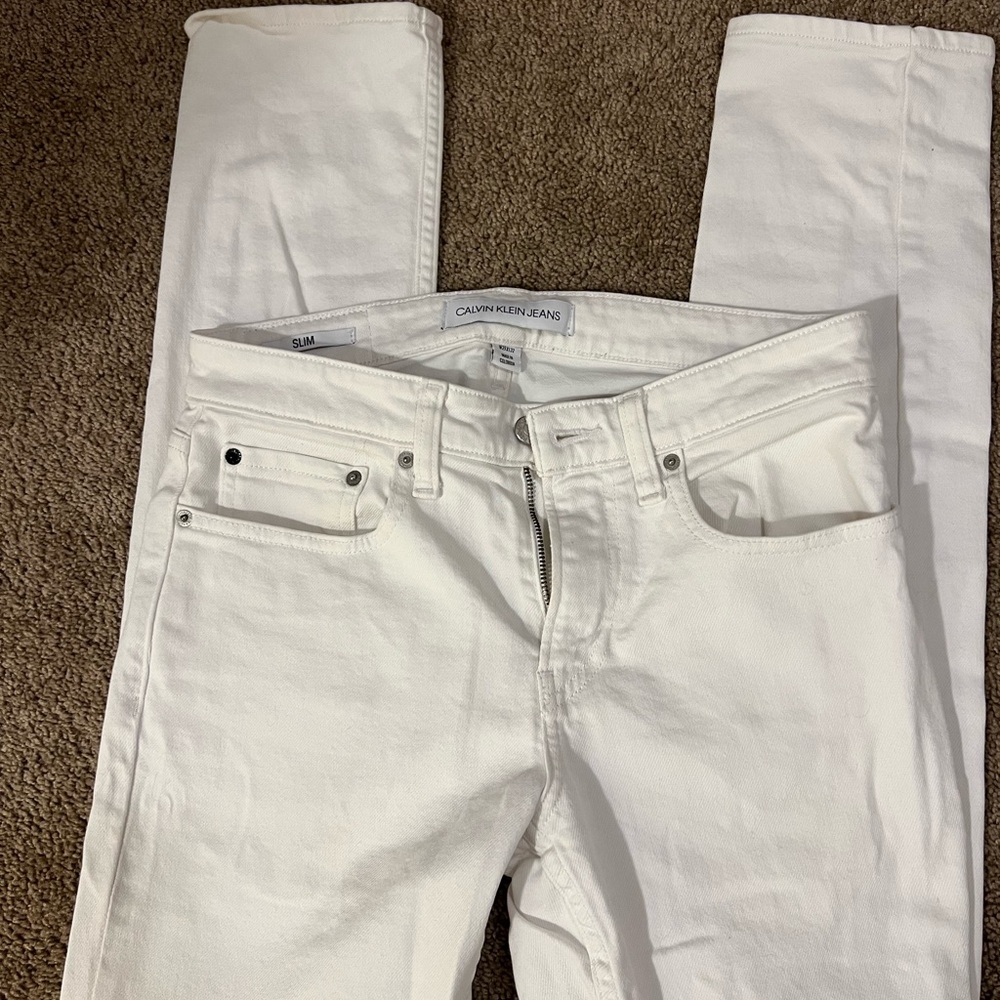 Calvin Klein Ivory Denim Pants